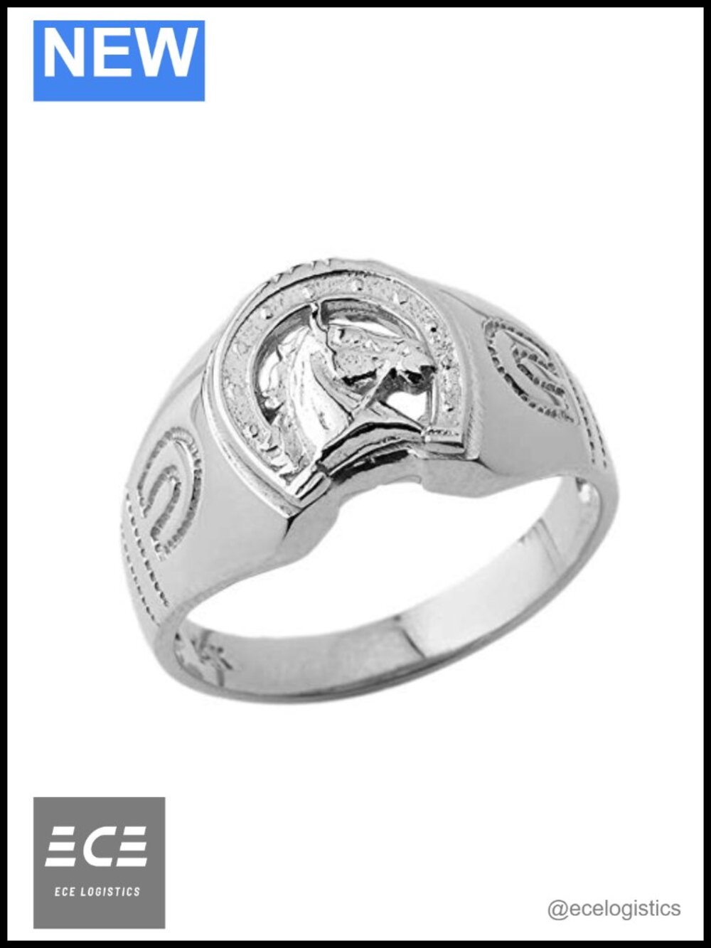 Sterling Silver Lucky Horseshoe Ring Size 7